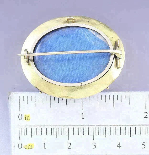 c1830s-1860s Fab Victorian 18k Gold Enamel Seed Pearl Pin / Brooch Locket