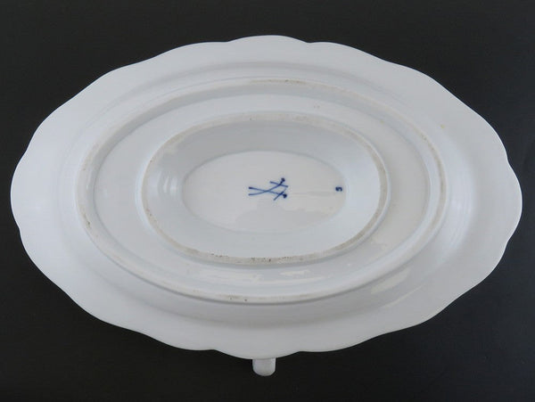 Meissen Crossed Swords Blue Onion Double Spout Gravy Sauce Boat Tureen w/ Plate