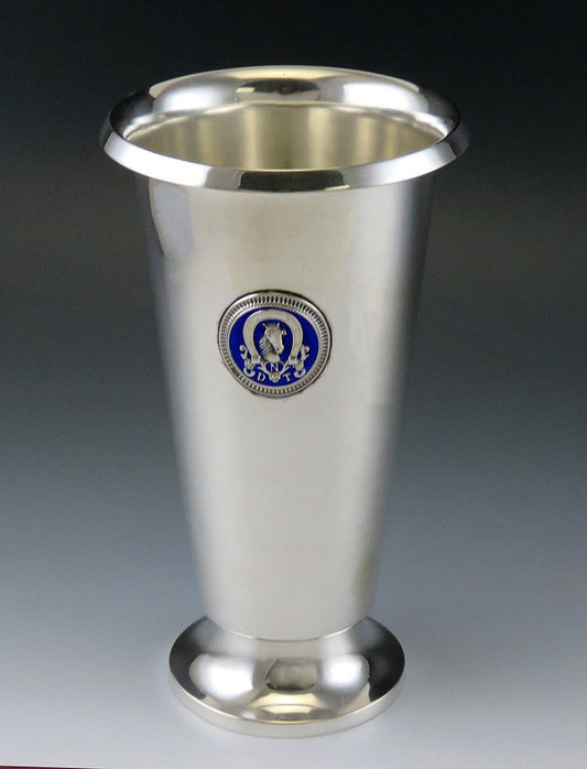 Norwegian Silver Det Norske Travselskap Horseracing Trophy Cup w Blue Enamel