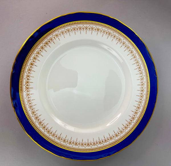 Superb Set 8 Royal Worcester Regency Cobalt Blue Gilt 10.75" Dinner Plates