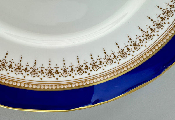 Superb Set 8 Royal Worcester Regency Cobalt Blue Gilt 10.75" Dinner Plates