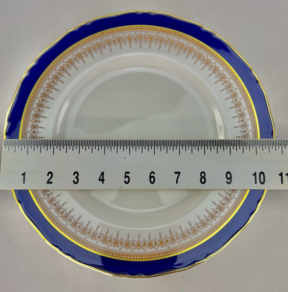 Superb Set 8 Royal Worcester Regency Cobalt Blue Gilt 10.75" Dinner Plates