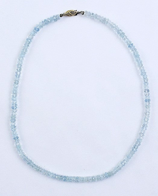 Faceted Aquamarine Bead 14K Gold Filigree Necklace 3.0+ Carats
