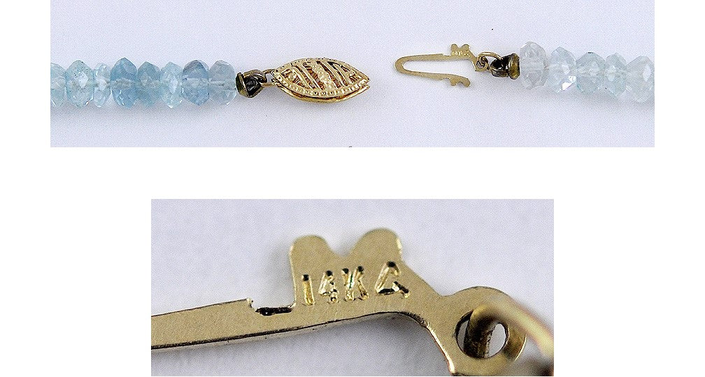 Faceted Aquamarine Bead 14K Gold Filigree Necklace 3.0+ Carats
