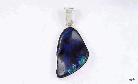 Rich Dark Blue and Green Eilat Stone Pendant w/ Sterling Silver Setting Israel