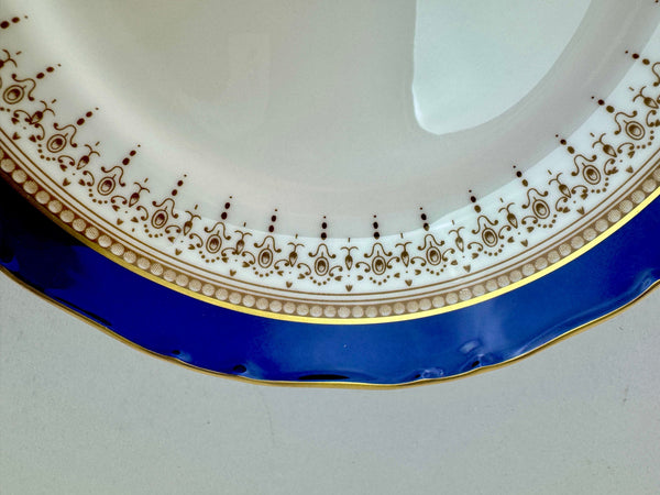 Fine Set 8 Royal Worcester Regency Cobalt Blue Gilt Salad Dessert Plates 8"