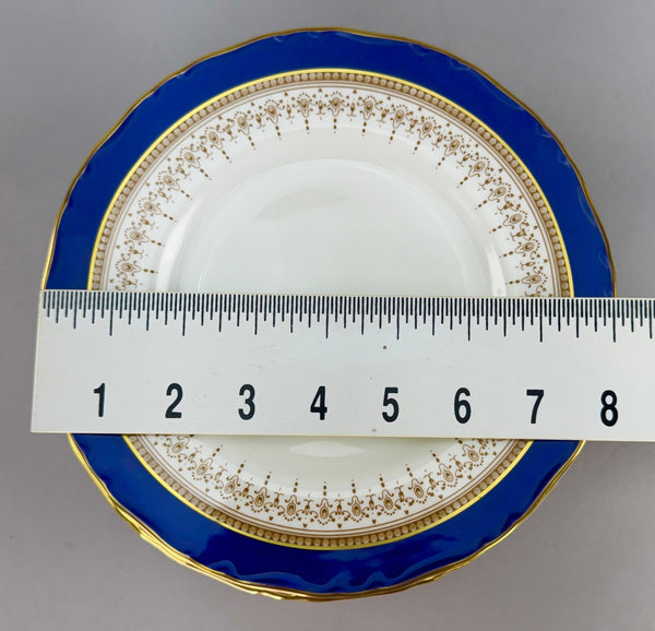 Fine Set 8 Royal Worcester Regency Cobalt Blue Gilt Salad Dessert Plates 8"