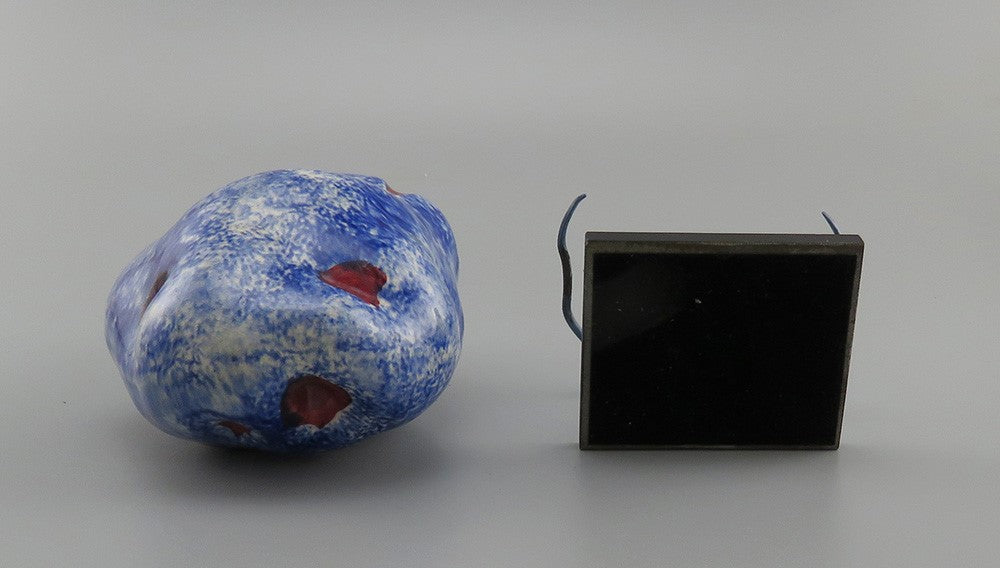 Rare c1820-1860s Blue Speckled American Folk Art Pottery Potato Flask