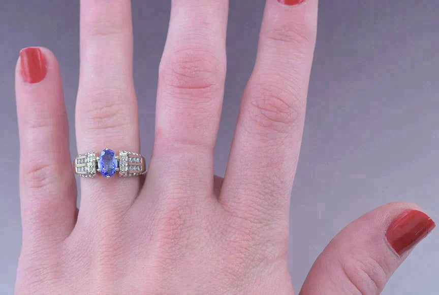 Incredible 18K White Gold ~1ct Diamond and Tanzanite Ring