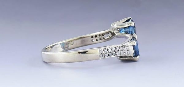 Gorgeous 18k White Gold London Blue 2ct Topaz & Diamond Ring sz 8 1/2