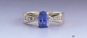 Vibrant 14K Yellow Gold ~1ct Tanzanite & Diamond Ring Size 7.25