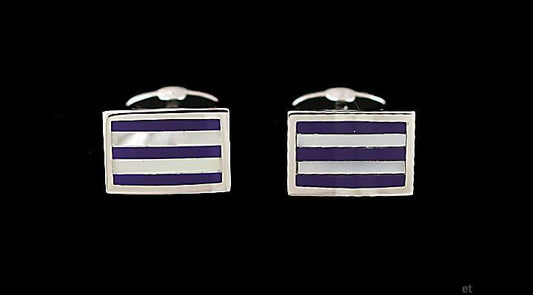 Dolan & Bullock Sterling Silver MOP & Enamel Cufflinks