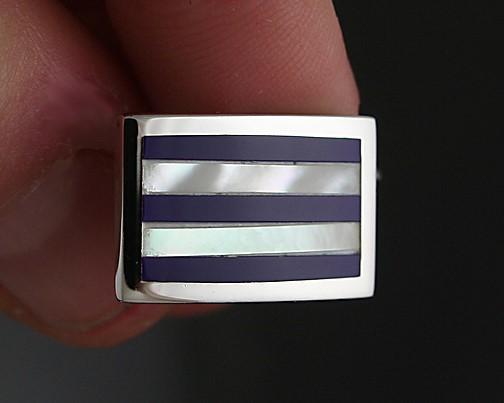 Dolan & Bullock Sterling Silver MOP & Enamel Cufflinks