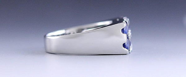 Superb Quality 18K White Gold Natural Sapphire & Diamond Ring Size 8.25