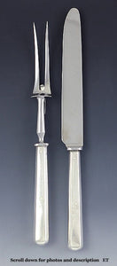 Large Georgian English Sterling Silver Carving Fork Knife Set