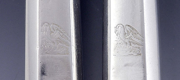 Large Georgian English Sterling Silver Carving Fork Knife Set