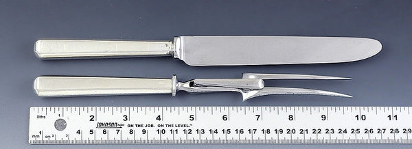 Large Georgian English Sterling Silver Carving Fork Knife Set