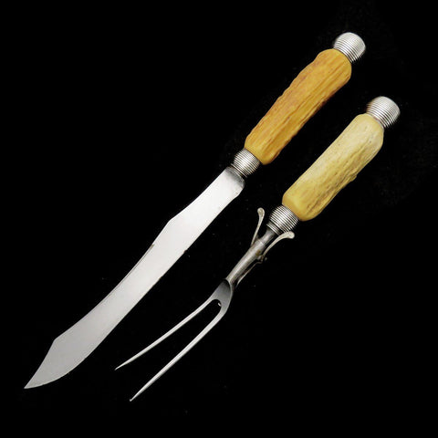 Rare Late 1800s Gorham Sterling Silver Antler Handle Carving Set H51