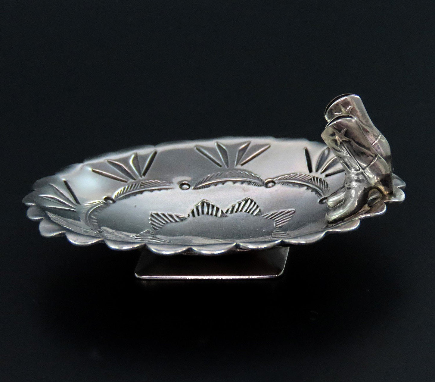 Cool Small Vaughns Cowboy Boots Sterling Silver Oval Ashtray