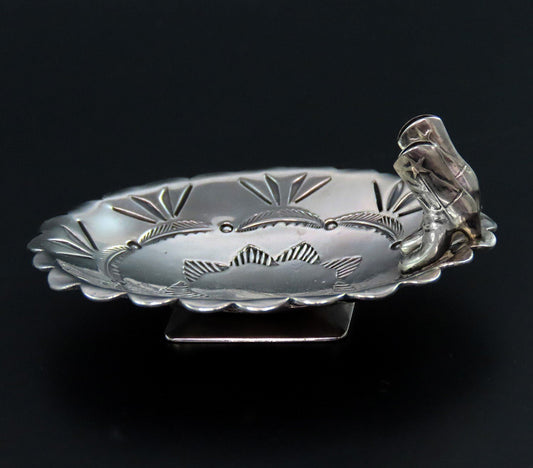 Cool Small Vaughns Cowboy Boots Sterling Silver Oval Ashtray
