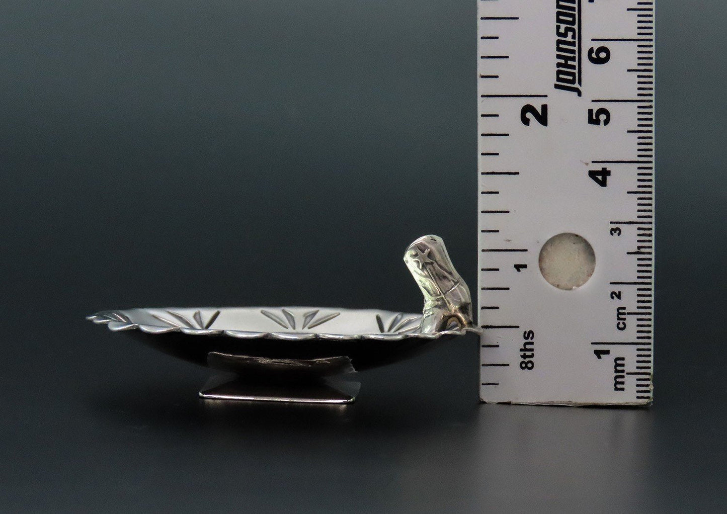 Cool Small Vaughns Cowboy Boots Sterling Silver Oval Ashtray