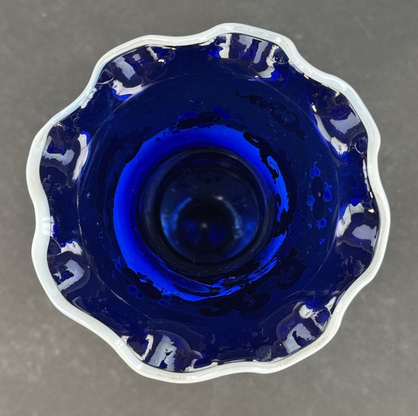Fine Quality Cobalt and White Glass Snake Vase Circa 1860s
