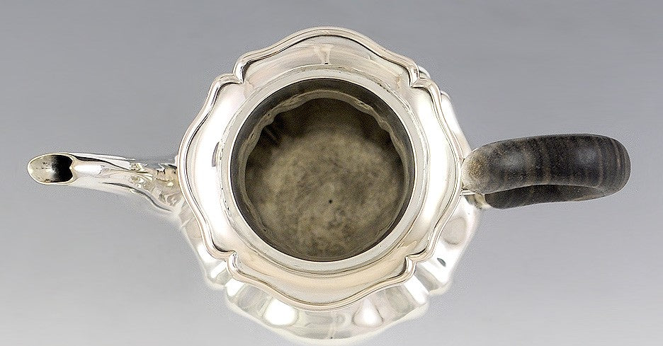 Antique c1830 German Silver Wood Handle Coffeepot Teapot