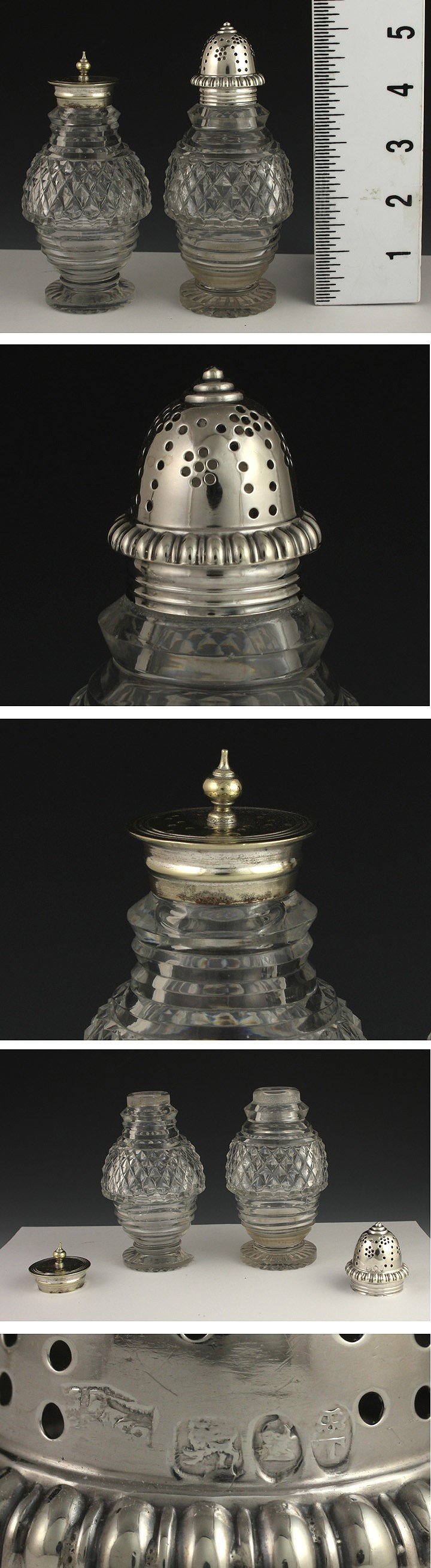 FINE QUALITY ENGLISH STERLING 1836 8 BOTTLE CRUET SET