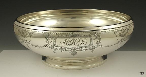 Fine Towle Sterling Silver Engraved Bell Flowers Low Footed Bowl