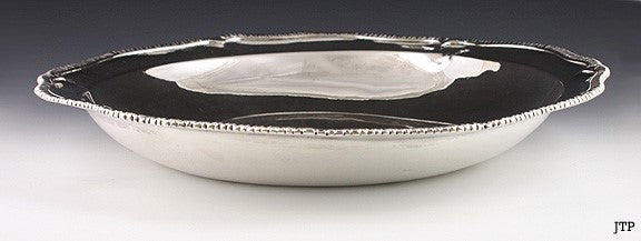 Antique 1750-1800 18th Century Hand Hammered Silver Gadroon Bowl/Dish 12 3/4"