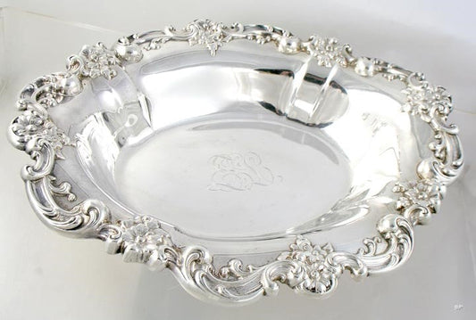Antique Art Nouveau Marvelous Sterling Gorham Flower Scroll Serving Bowl