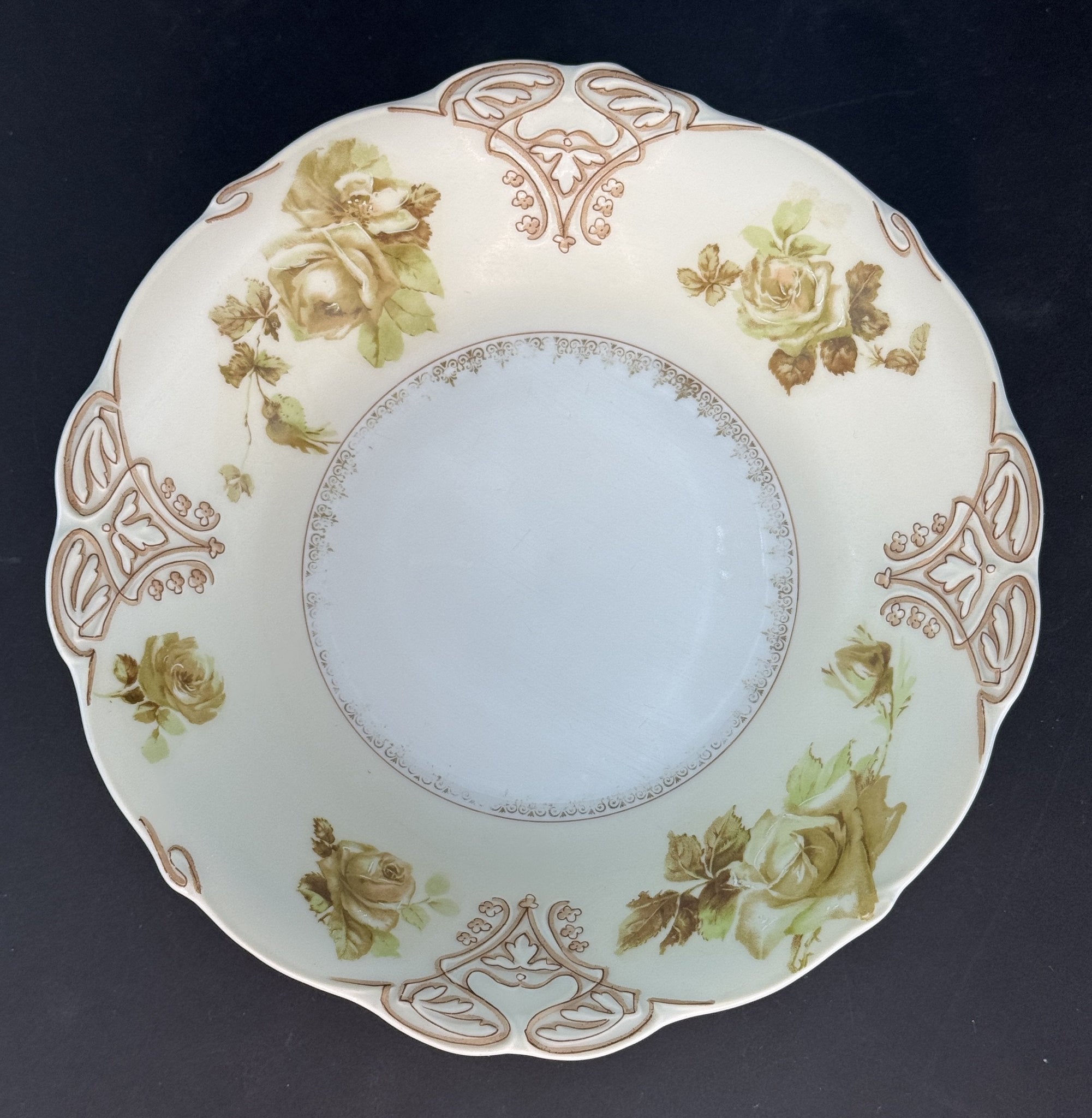 Antique Hermann Ohme Silesia Old Ivory Porcelain XVI 16 Round 9.5" Serving Bowl