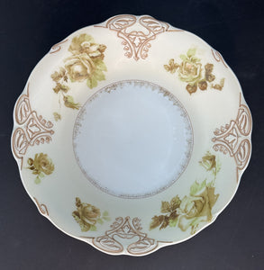 Antique Hermann Ohme Silesia Old Ivory Porcelain XVI 16 Round 9.5" Serving Bowl