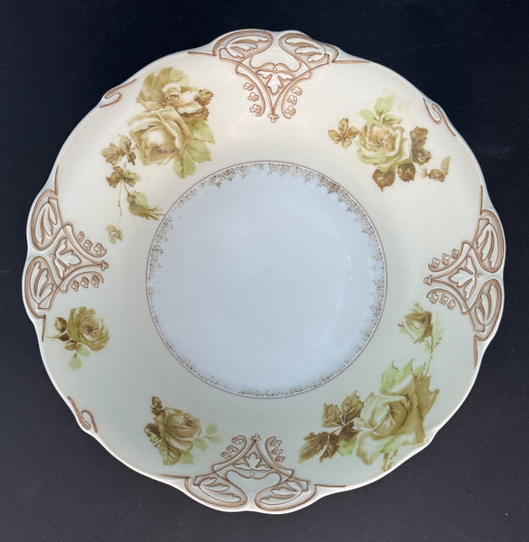 Antique Hermann Ohme Silesia Old Ivory Porcelain XVI 16 Round 9.5" Serving Bowl