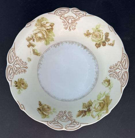 Antique Hermann Ohme Silesia Old Ivory Porcelain XVI 16 Round 9.5" Serving Bowl