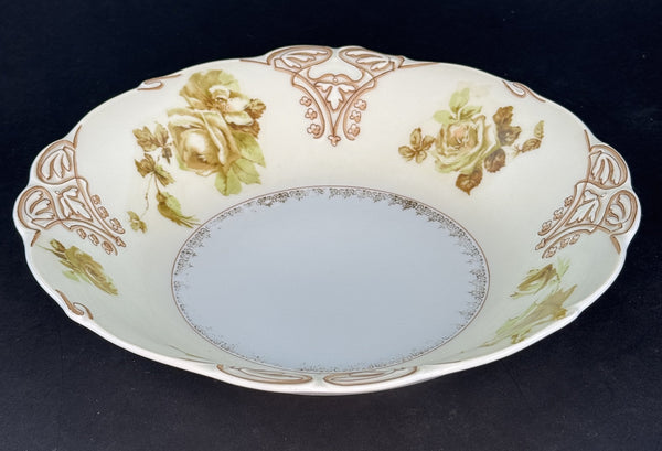 Antique Hermann Ohme Silesia Old Ivory Porcelain XVI 16 Round 9.5" Serving Bowl