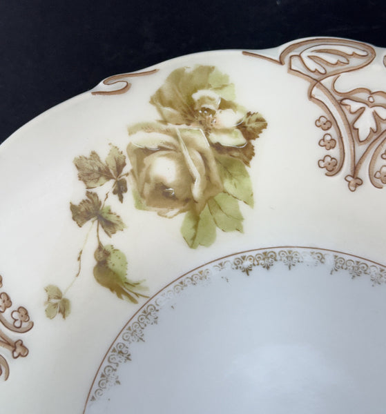 Antique Hermann Ohme Silesia Old Ivory Porcelain XVI 16 Round 9.5" Serving Bowl