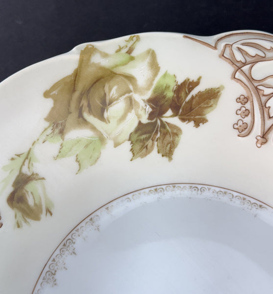 Antique Hermann Ohme Silesia Old Ivory Porcelain XVI 16 Round 9.5" Serving Bowl