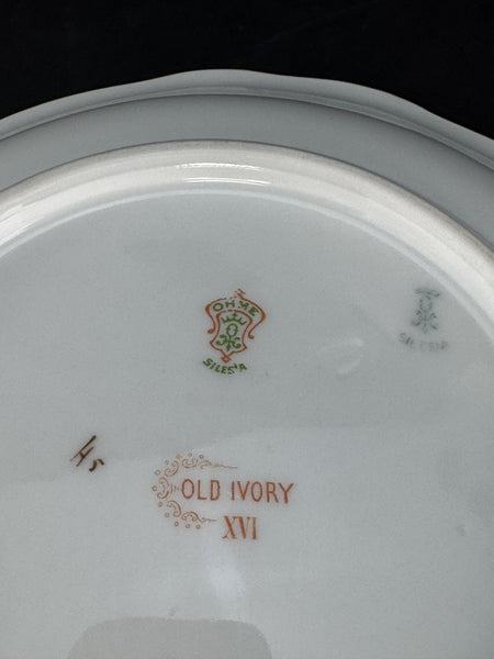 Antique Hermann Ohme Silesia Old Ivory Porcelain XVI 16 Round 9.5" Serving Bowl