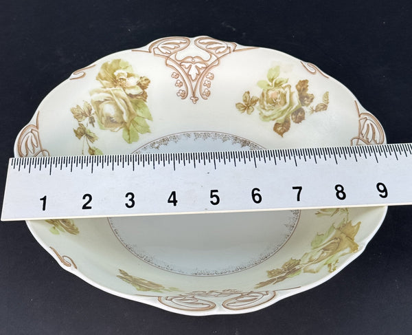 Antique Hermann Ohme Silesia Old Ivory Porcelain XVI 16 Round 9.5" Serving Bowl