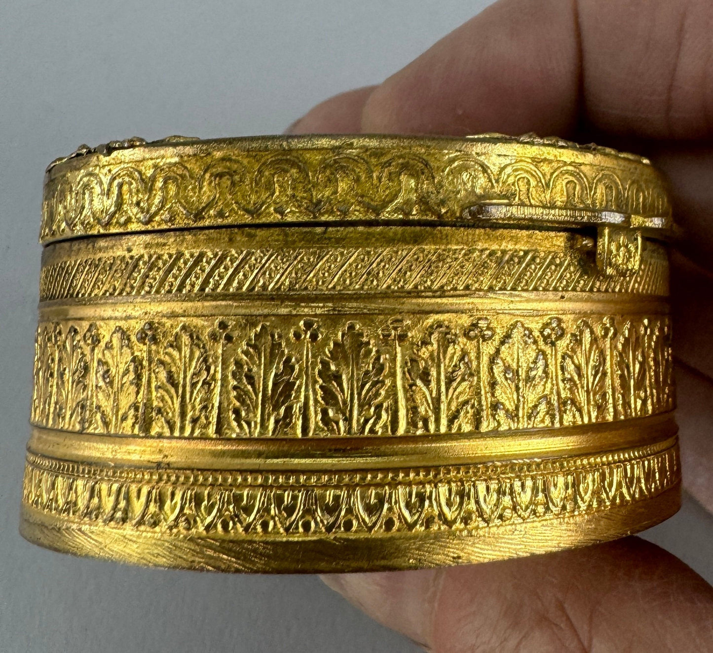 Charming Antique French Gilt Bronze Miniature Portrait Box after Madame Le Brun