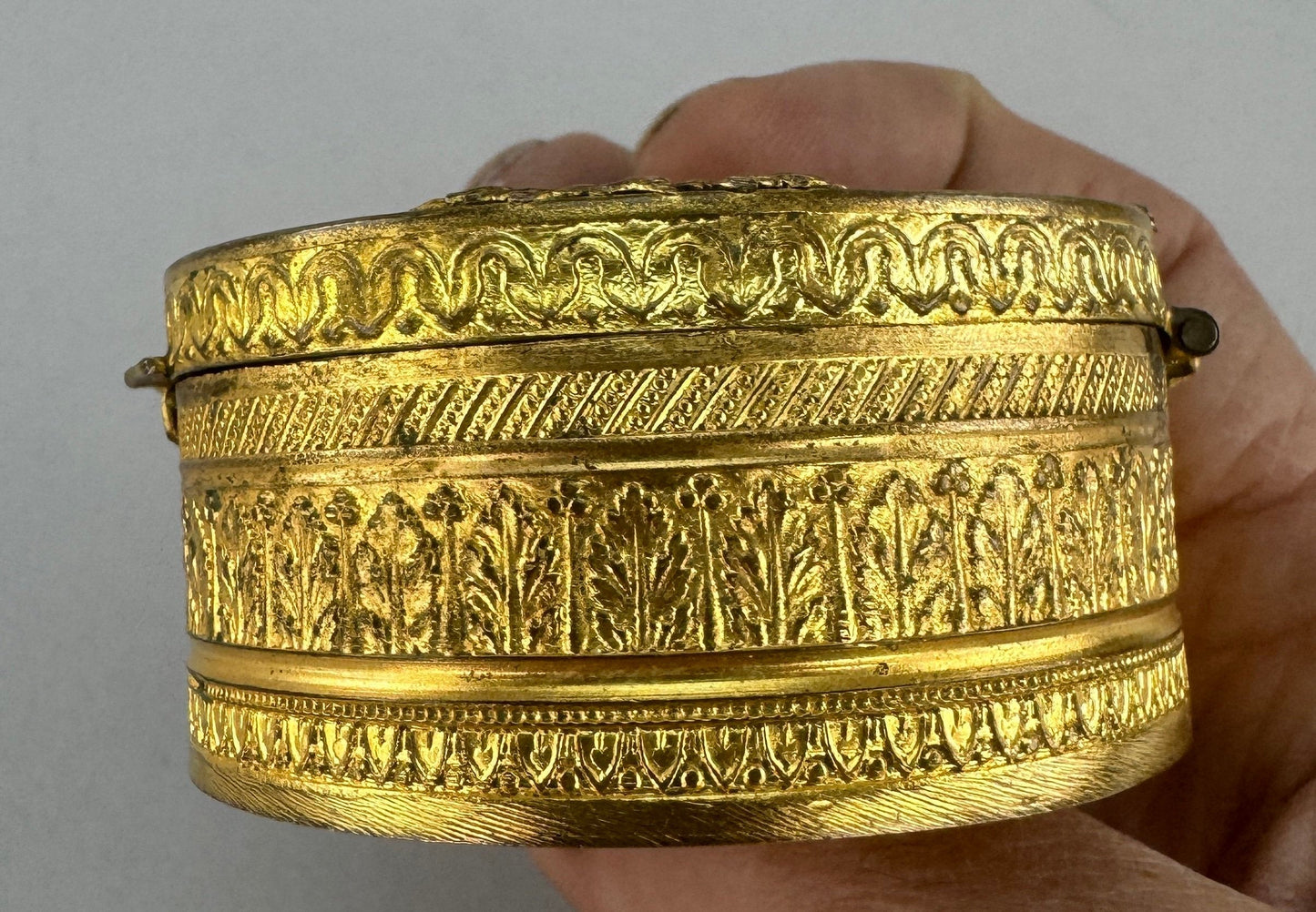 Charming Antique French Gilt Bronze Miniature Portrait Box after Madame Le Brun