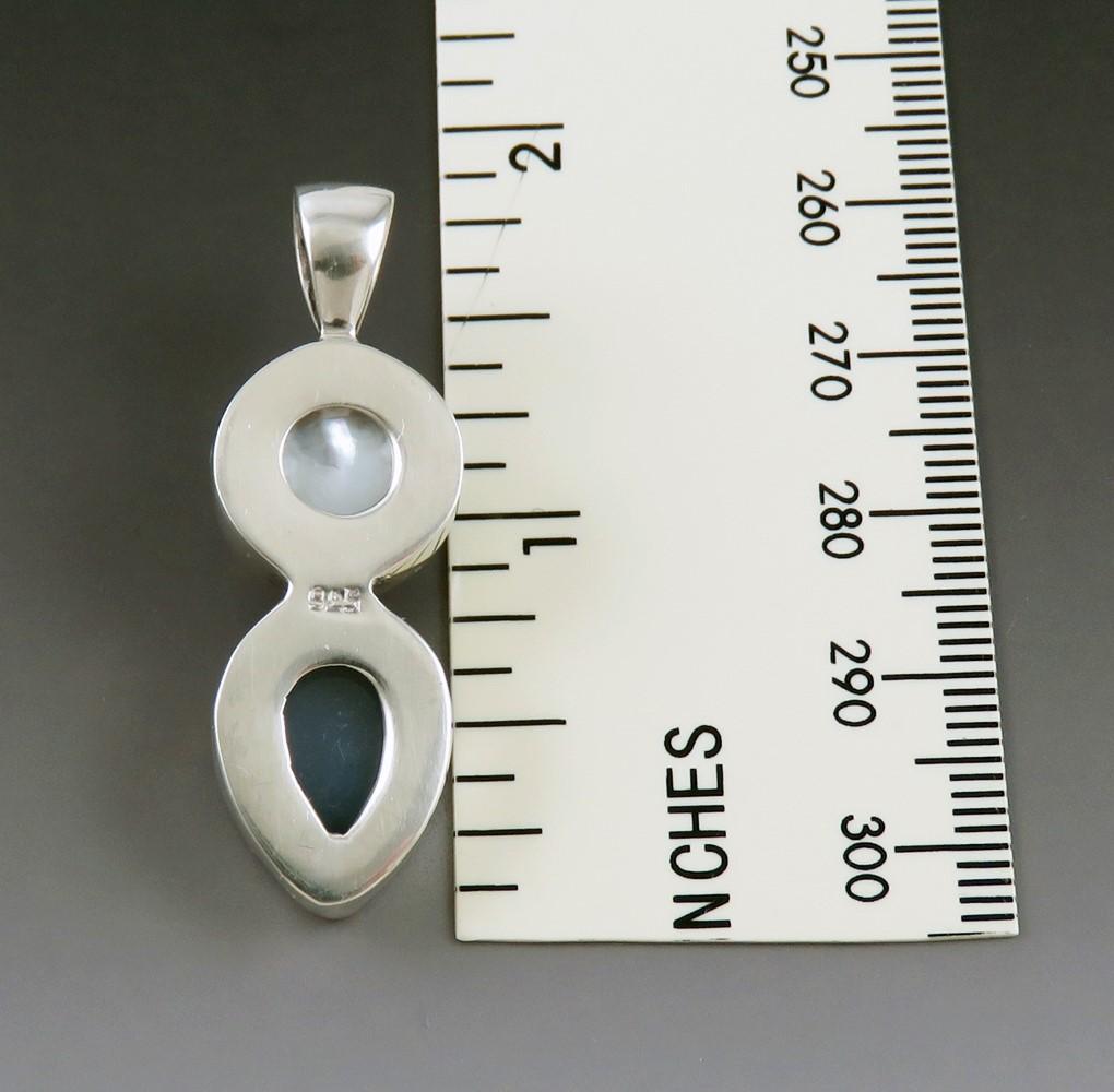 Lovely VTG Artisan Sterling Silver Mabe Pearl Drusy Quartz Drop Pendant