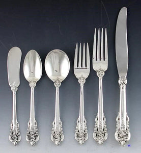 81pc Wallace Grande Baroque Sterling Silver Flatware Set Serves 12