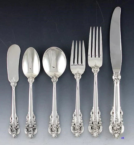 81pc Wallace Grande Baroque Sterling Silver Flatware Set Serves 12