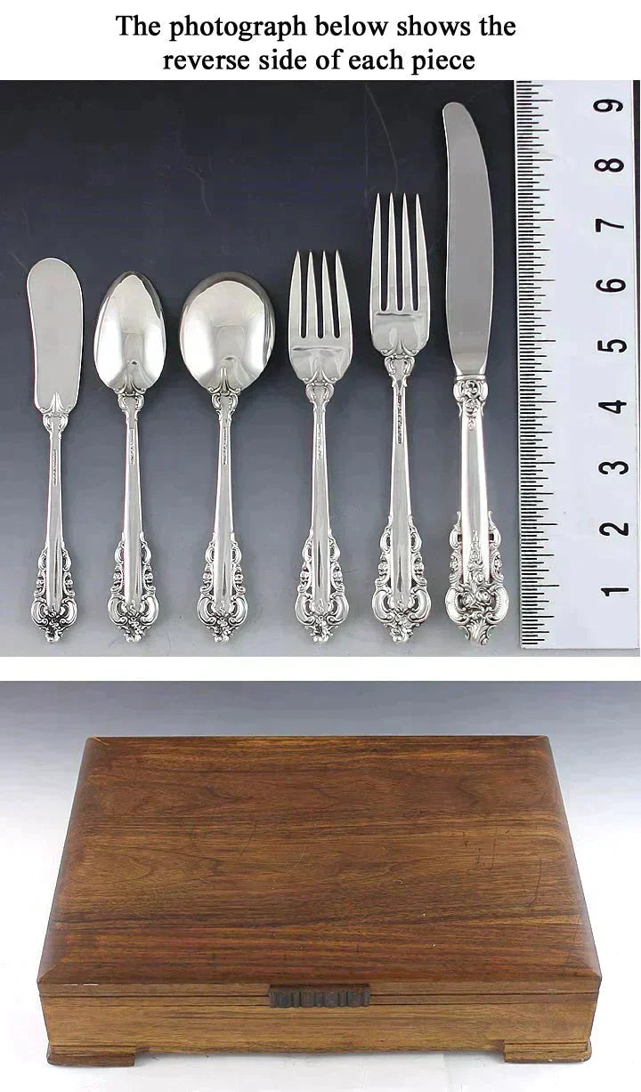 81pc Wallace Grande Baroque Sterling Silver Flatware Set Serves 12