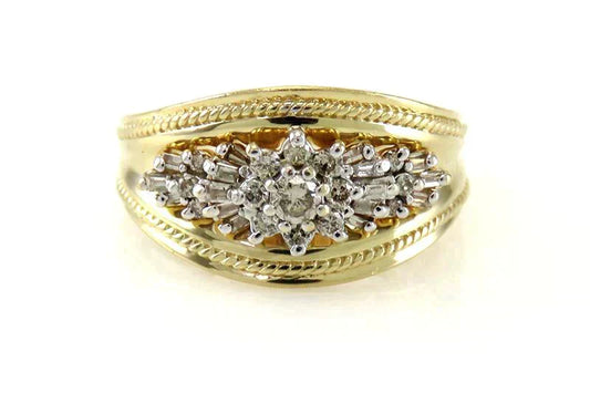 Very High End 14K Yellow Gold & 1/2 Carat Diamond Statement Ring