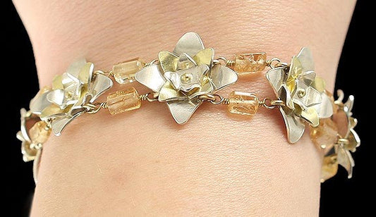 Modern Artist Studio Sterling & 18K Yellow Gold Citrine Bracelet