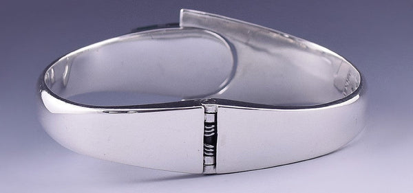 Gorgeous Sterling Silver Malachite Onyx Hinged Bracelet from Mexico