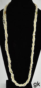 Lovely 4 Strand Twisted Genuine Pearl Necklace Genuine Stones and Gold Beads 38"